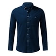 thumbnail image 1 of LIIPEE Men Shirts Father's Day Gifts Casual Button Down Collar Tab Long Sleeve Solid Color Ribbed Button Up Shirts Male Single Yoke Regular Breathable Fashion Versatile Tops With Pocket,XXXL, 1 of 7