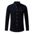 thumbnail image 1 of LIIPEE Men Shirts Father's Day Gifts Casual Button Down Collar Tab Long Sleeve Solid Color Ribbed Button Up Shirts Male Single Yoke Regular Breathable Fashion Versatile Tops With Pocket,XXXXXL, 1 of 7
