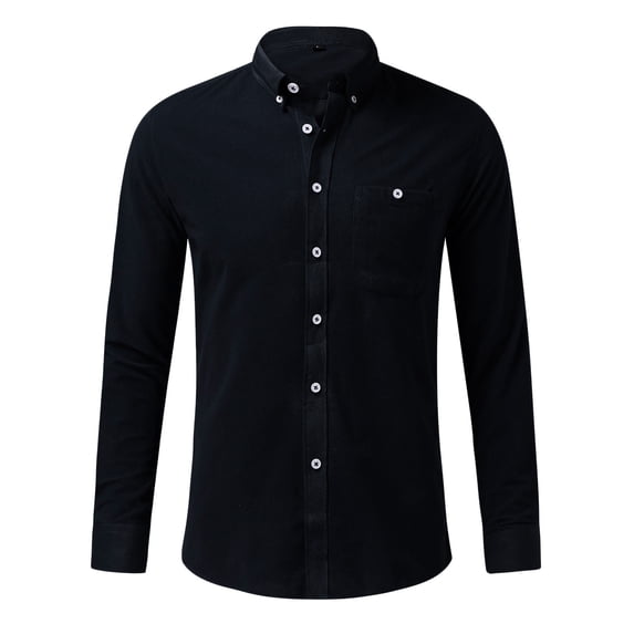 LIIPEE Men Shirts Father's Day Gifts Casual Button Down Collar Tab Long Sleeve Solid Color Ribbed Button Up Shirts Male Single Yoke Regular Breathable Fashion Versatile Tops With Pocket,XXXXXL