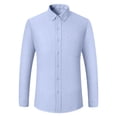 thumbnail image 1 of LIIPEE Men Shirts Solid Color Long Sleeve Slim Fit Classic Tops Lapel Button Down Fashion Dress Shirt Male Comfortable Breathable Soft Formal Business Shirts,Blue, 1 of 7