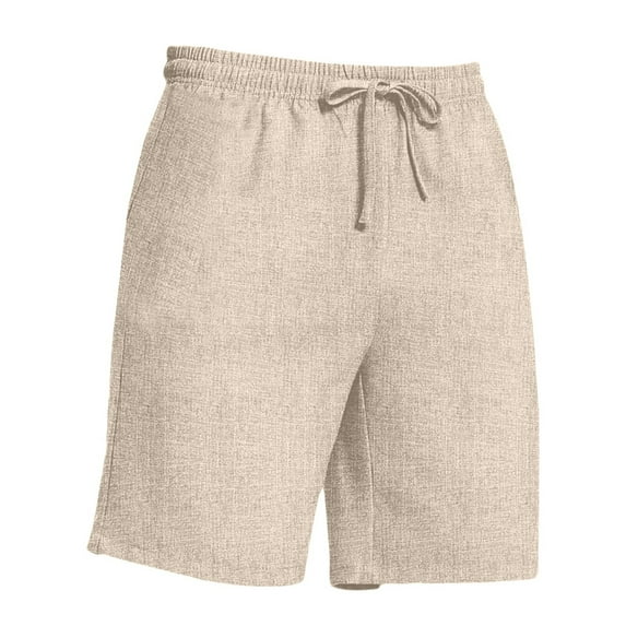 LIIPEE Men Shorts Casual Solid Color Knee Length Shorts Male Fashion Loose Fit Texture Running Gym Shorts Summer Comfortable Soft Breathable Beach Shorts,Beige31170,L