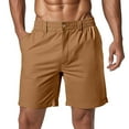 thumbnail image 1 of LIIPEE Men Shorts Casual Solid Color Knee Length Shorts Male Stylish Buttons Shorts With Deep Pockets Spring Summer Outdoor Activities Comfortable Soft Breathable Daily Beach Shorts,Brown3610,XXXL, 1 of 4