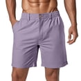 thumbnail image 1 of LIIPEE Men Shorts Casual Solid Color Knee Length Shorts Male Stylish Buttons Shorts With Deep Pockets Spring Summer Outdoor Activities Comfortable Soft Breathable Daily Beach Shorts,Purple3910,XL, 1 of 4