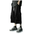 thumbnail image 1 of LIIPEE Men Shorts Casual Solid Color Wide Leg Loose Fit Shorts Male Fashion Lace Up Shorts With Pockets Comfortable Soft Breathable Daily Shorts,Black26558,L, 1 of 8