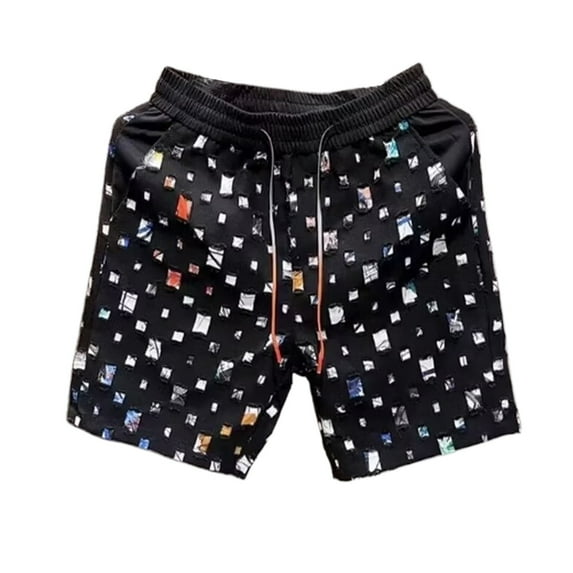 LIIPEE Men Shorts Summer Casual Fashion Graphic Printed Loose Fit Elastic Drawstring Waist Knee Length Beach Shorts With Pockets Male Outdoor Lightweight Comfortable Breathable Soft Daily Shorts,XL