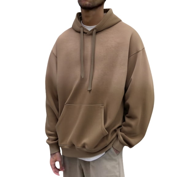 LIIPEE Men Sweatshirts Fall Winter Warm Gradient Color Long Sleeve Hooded Pullover Tops With Pocket Man Classic Indoor Outdoor Wear Sweatshirt,Coffee,L