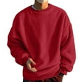 thumbnail image 1 of LIIPEE Men Sweatshirts Solid Color Long Sleeve Round Neck Plush Pullover Hoodless Sweatshirt Male Stylish Daily Sweatshirts,Red,Xxl, 1 of 5