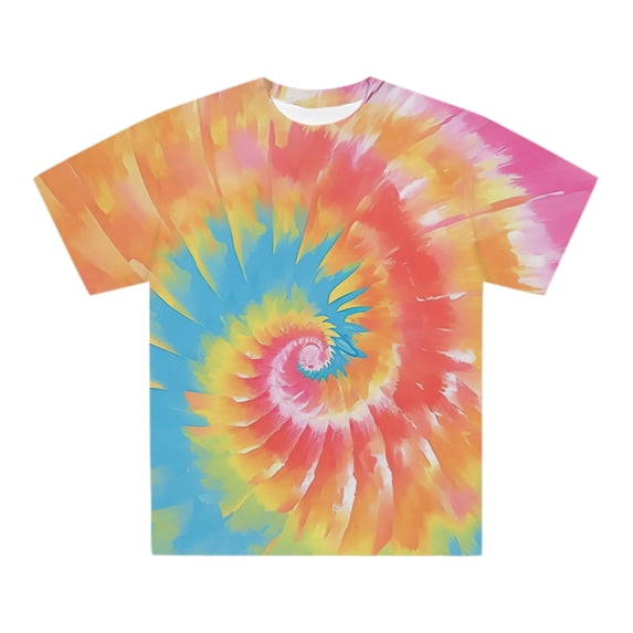 LIIPEE Men T Shirts Casual Crew Neck Short Sleeve Spiral Stripe Printed T Shirt Male Colorful Tie Dye Fashion Tees Comfortable Soft Breathable Daily Clothes,Yellow,L