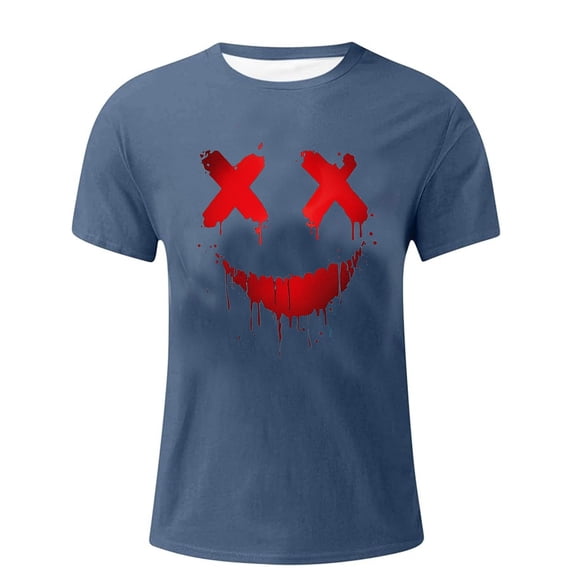 LIIPEE Men T Shirts Casual Funny Graphic Printed Short Sleeve Crew Neck T Shirt Summer Male Regular Fit Fashion Lightweight Sports Tees Comfortable Breathable Soft Daily Tops,Light Blue,XXXL