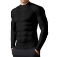 thumbnail image 1 of LIIPEE Men T Shirts Casual Long Sleeve High Neck Solid Color T Shirt Male Fitness Warm Lined Tee Tops Outdoor Training Comfortable Soft Breathable Daily Clothing,BK1,L, 1 of 5