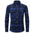 thumbnail image 1 of LIIPEE Men T-Shirts Casual Slim Fit Long Sleeve Turndown Collar Button Plaid Shirt With Pockets Man Stylish Birthday Wedding Weekend Tee,Dark Blue,Xxl, 1 of 2