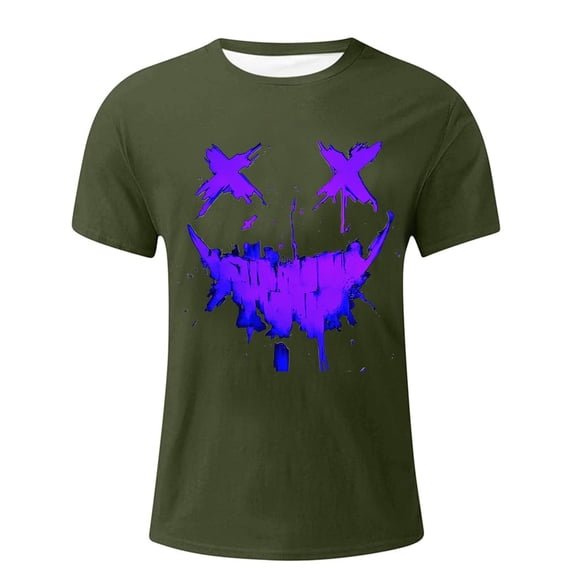 LIIPEE Men T Shirts Summer Casual Short Sleeve Crew Neck Funny Graphic T Shirt Male Sports Tees Lightweight Comfortable Soft Breathable Daily Clothes,Army Green,L