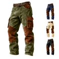 thumbnail image 1 of LIIPEE Mens Cargo Pants Casual Color Block Rigid Waist Loose Straight Leg Trousers With Pockets Male Autumn Winter Everyday Trousers,S, 1 of 3