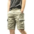 thumbnail image 1 of LIIPEE Mens Casual Shorts Summer Comfortable Solid Color Straight Shorts With Pockets Male Cozy Daily Indoor Outdoor Shorts,Khaki,36, 1 of 4