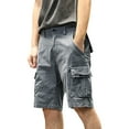 thumbnail image 1 of LIIPEE Mens Casual Shorts Summer Comfortable Solid Color Straight Shorts With Pockets Male Versatile Daily Indoor Outdoor Shorts,Gy1,36, 1 of 5