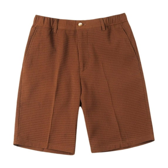 LIIPEE Mens Casual Shorts Summer New Comfortable Solid Color Stretch Elastic Waist Shorts With Pockets Male Leisure Basketball Golf Gym Shorts,Coffee,34