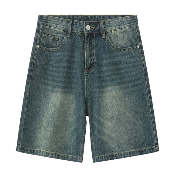 LIIPEE Mens Jean Shorts Comfort Casual Denim Shorts Fashion Stretch Athletic Shorts With Pockets Male Comfort Outdoor Shorts,Blue,S