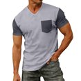 thumbnail image 1 of LIIPEE Mens T-Shirts Father'S Day Gifts Summer Casual Color Block V-Neck Set-In Short Sleeve Pullover Male Regular Fashion Comfortable Breathable Soft Daily Versatile Tee Tops With A Pocket,XXXL, 1 of 8