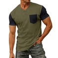 thumbnail image 1 of LIIPEE Mens T-Shirts Father'S Day Gifts Summer Casual Color Block V-Neck Set-In Short Sleeve Pullover Male Regular Fashion Comfortable Breathable Soft Daily Versatile Tee Tops With A Pocket,L, 1 of 7