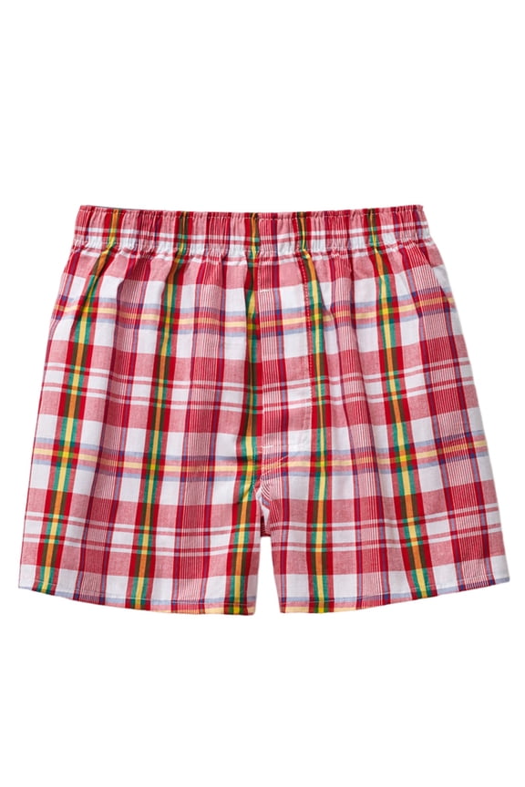 Mens Underwear Casual Elastic Waist Plaid Print Loose Fit Comfortable Boxer Shorts Male Lightweight Breathable Soft Fashion Daily Underpants,L