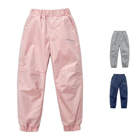 LIIPEE Pants For Girls Casual Letter Print Elastic Waist Tapered Leg Trousers Kids Windproof Hiking Pants Outdoor Comfortable Breathable Sports Wear,5-6 Years