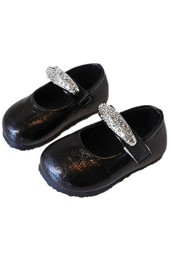 Sandals Hook And Loop Strap Closed Toe Non- Soft Sole Flat Leather Shoes Toddler Breathable Family Gatherings Sandal,Black,2-2.5 Years