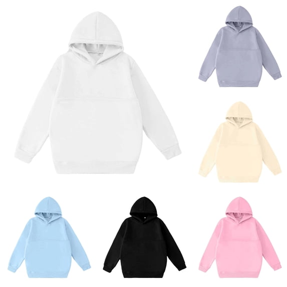 LIIPEE Solid Color Hoodies For Girls Cute Long Sleeve Hooded Pullover Kids Fall Winter Comfortable Casual Sweatshirts,7-8 Years