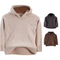 thumbnail image 1 of LIIPEE Solid Color Knit Hooded Sweaters For Boys Long Sleeve Warm Pullover Kids Autumn Winter Cozy Soft Casual Sweater,6-7 Years, 1 of 4
