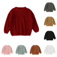thumbnail image 1 of LIIPEE Solid Color Knit Sweater For Girls Long Sleeve Cute Warm Sweaters Kids Autumn Winter Cozy Soft Casual Pullover,0-3 Months, 1 of 3