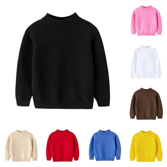 LIIPEE Solid Color Knit Sweaters For Boys Long Sleeve Cute Warm Pullover Kids Autumn Winter Cozy Soft Casual Sweater,7-8 Years
