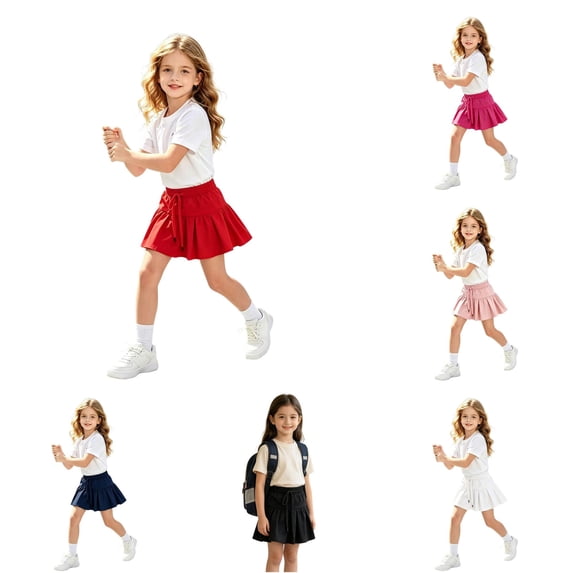 LIIPEE Solid Color Skirt For Girls Casual Elastic Waist Cute A Line Skirts Kids Comfortable Breathable Everyday School Wear,13-14 Years