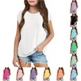 thumbnail image 1 of LIIPEE Solid Color T Shirts For Girls Kids Fashion Short Sleeve Front Pocket Tees Summer Casual Back To School Everyday T Shirt,5-6 Years, 1 of 5