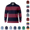 thumbnail image 1 of LIIPEE Striped Graphic Polo Shirt For Men Long Sleeve Tennis Collar Shirts Male Autumn Comfortable Breathable Versatile Polos,L, 1 of 3