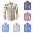 thumbnail image 1 of LIIPEE Stripes Graphic Dress Shirt For Men Long Sleeve Turn Down Collar Button Up Shirts Male Comfortable Formal Business Tops,S, 1 of 9