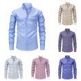 thumbnail image 1 of LIIPEE Stripes Graphic Dress Shirt For Men Long Sleeve Turn Down Collar Button Up Shirts Male Comfortable Formal Business Tops,S, 1 of 9