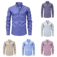 thumbnail image 1 of LIIPEE Stripes Graphic Dress Shirt For Men Long Sleeve Turn Down Collar Button Up Shirts Male Comfortable Formal Business Tops,XL, 1 of 5