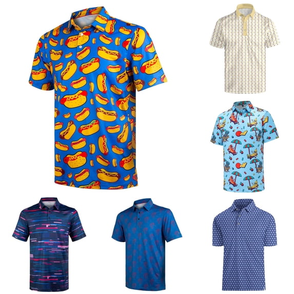LIIPEE Summer Fashion Graphic Polo Shirt For Men Short Sleeve Tennis Collar Shirts Male Comfortable Breathable Versatile Polos,L