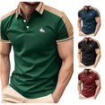 thumbnail image 1 of LIIPEE Summer Fashion Graphic Polo Shirt For Men Short Sleeve Tennis Collar Shirts Male Comfortable Breathable Versatile Polos,XL, 1 of 5