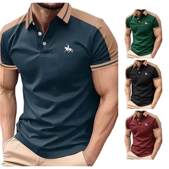 LIIPEE Summer Fashion Graphic Polo Shirt For Men Short Sleeve Tennis Collar Shirts Male Comfortable Breathable Versatile Polos,XL