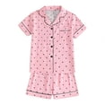 thumbnail image 1 of LIIPEE Summer Pajamas For Girls Cute Polka Dot Graphic Short Sleeve Flat Collar Blouse And Shorts Pajama Set 2 Piece Kids Casual Sleepwear,8-9 Years, 1 of 2