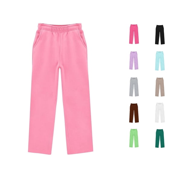 LIIPEE Summer Pants For Girls Casual Lightweight Elastic Waist Loose Fit Straight Leg Solid Color Trousers Kids Breathable Comfortable Cute Daily Pants,5-6 Years