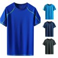 thumbnail image 1 of LIIPEE Summer Short Sleeve Tees For Men Athletic Solid Color Crew Neck T Shirts Male Comfortable Breathable Versatile Tshirt,XXXXL, 1 of 4