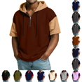 thumbnail image 1 of LIIPEE Summer Short Sleeve Tees For Men Color Block Hooded Half Zip Athletic T Shirts Male Comfortable Breathable Versatile Tshirt,M, 1 of 3