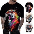 thumbnail image 1 of LIIPEE Summer Short Sleeve Tees For Men Fashion Graphic Crew Neck Casual T Shirts Male Comfortable Breathable Versatile Tshirt,L, 1 of 4