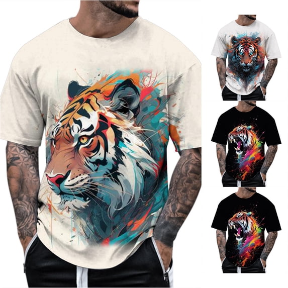 LIIPEE Summer Short Sleeve Tees For Men Fashion Graphic Crew Neck Casual T Shirts Male Comfortable Breathable Versatile Tshirt,XXXL