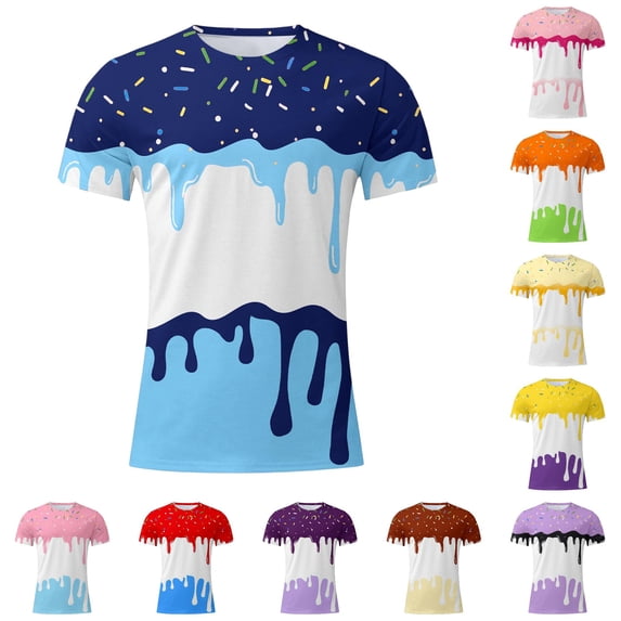 LIIPEE Summer Short Sleeve Tees For Men Ice Cream Print Crew Neck Casual T Shirts Male Comfortable Breathable Versatile Tshirt,XL