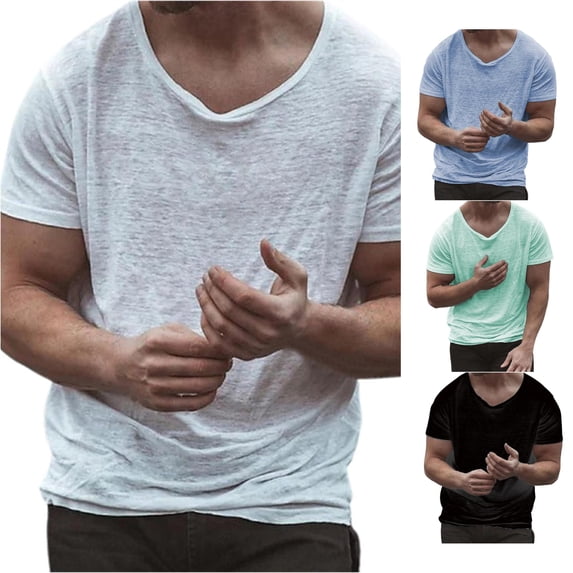 LIIPEE Summer Short Sleeve Tees For Men Solid Color Crew Neck Casual T Shirts Male Comfortable Breathable Versatile Tshirt,L