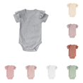 thumbnail image 1 of LIIPEE Summer Solid Color Baby Bodysuits For Boys Ruffle Short Sleeve Crew Neck Casual Onesies Kids Cute Daily Ribbed Crawling Clothing,0-3 Months, 1 of 3