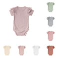 thumbnail image 1 of LIIPEE Summer Solid Color Baby Bodysuits For Boys Ruffle Short Sleeve Crew Neck Casual Onesies Kids Cute Daily Ribbed Crawling Clothing,18-24 Months, 1 of 3