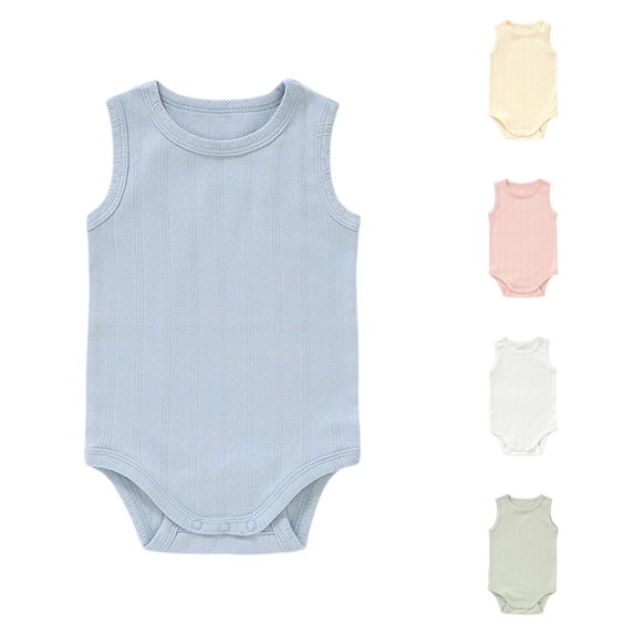 LIIPEE Summer Solid Color Bodysuits For Boys Baby Sleeveless Crew Neck Casual Onesies Kids Soft Cute Everyday Crawling Clothing,3-6 Months